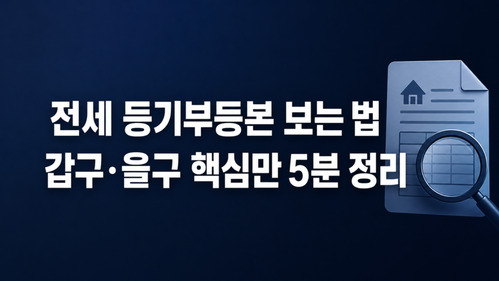 전세 등기부등본 보는 법 - 표제부 갑구 을구 핵심 확인 가이드