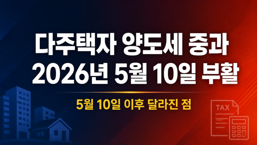 다주택자 양도세 중과 부활 - 2026년 5월 10일부터 달라진 점