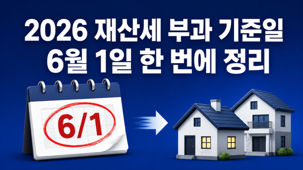 2026 재산세 부과 기준일 6월 1일 종합부동산세 과세 시점 정리