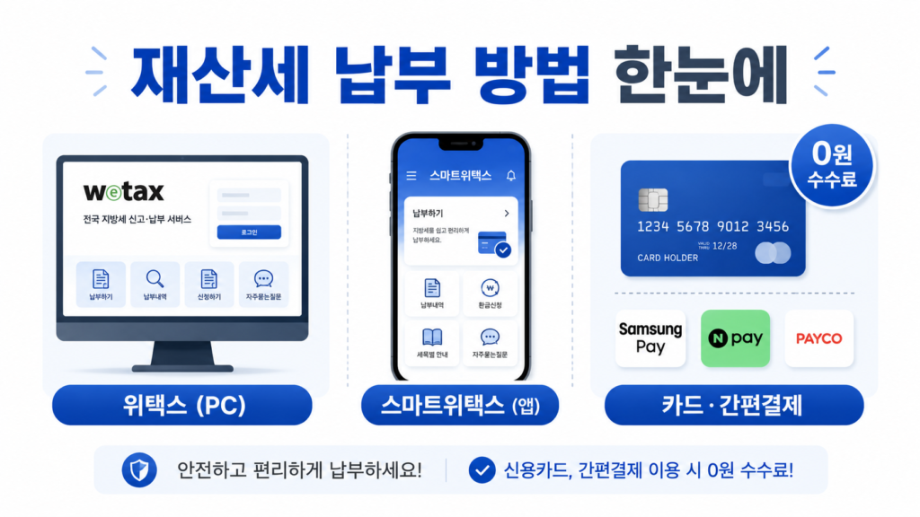 재산세 납부 방법 - 위택스·스마트위택스·카드·간편결제 안내
