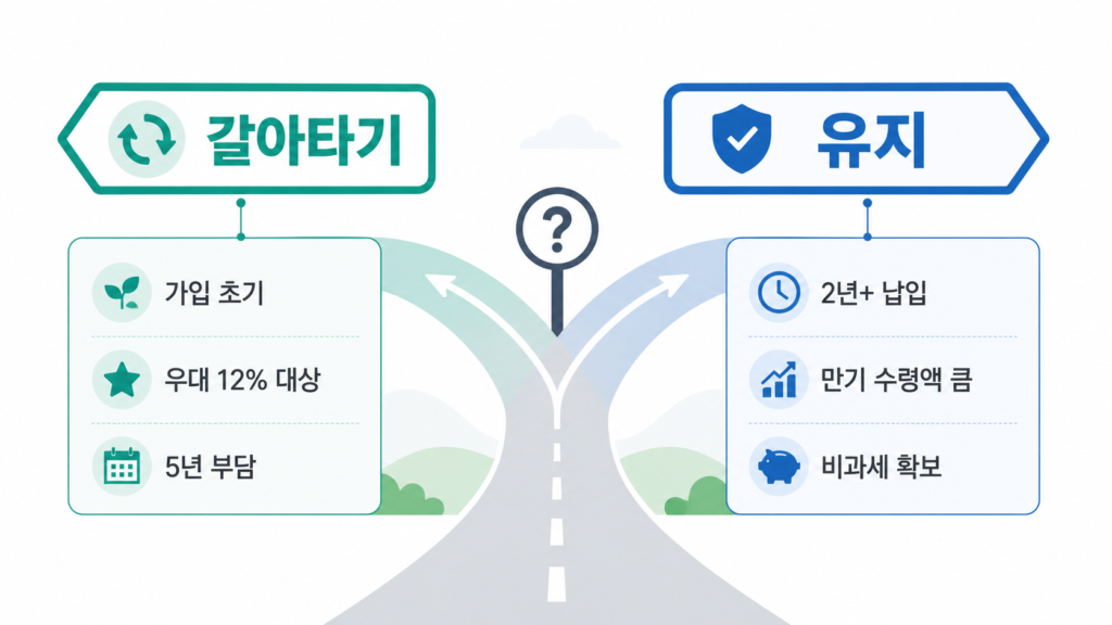 청년도약계좌 갈아타기와 유지 판단 기준 비교