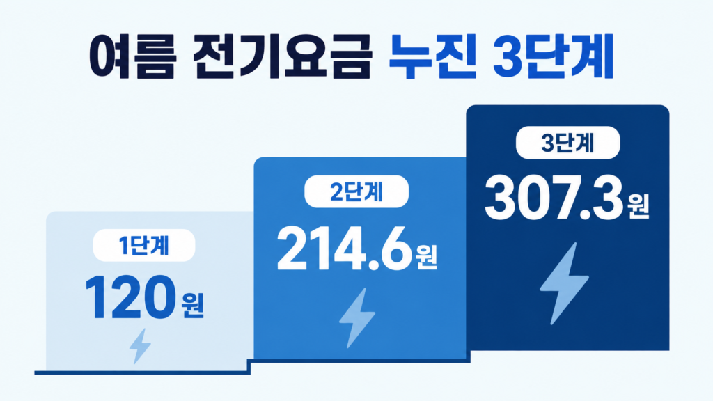 여름 전기요금 누진제 3단계 구간별 단가 비교