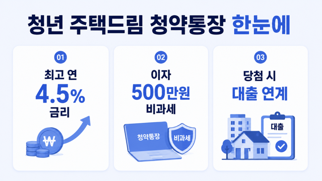 청년 주택드림 청약통장 금리·비과세·대출 연계 혜택 요약