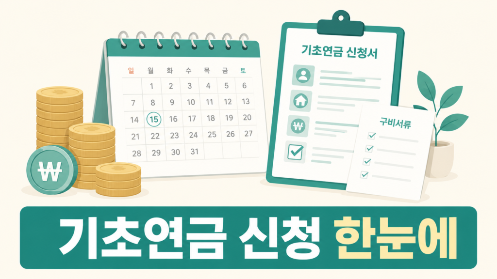 기초연금 수급자격 신청 절차 안내 일러스트
