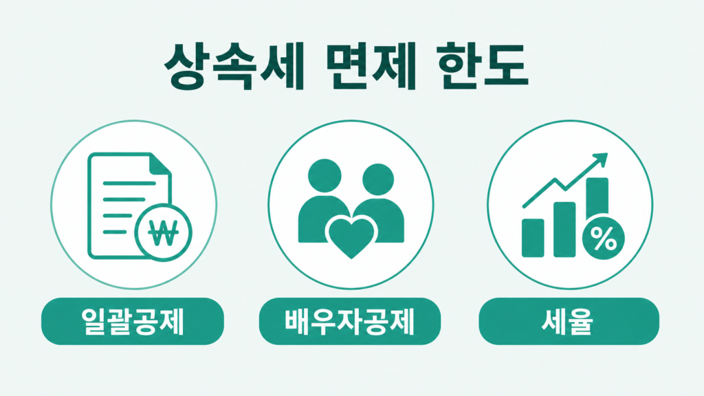 상속세 면제 한도 일괄공제 배우자공제 세율 인포그래픽