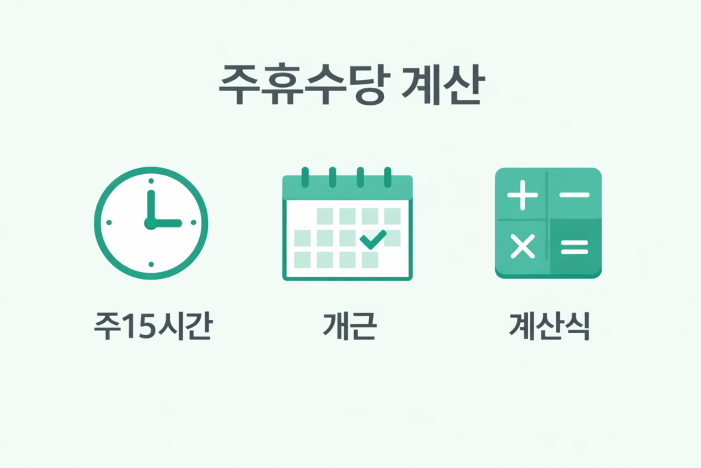 주휴수당 계산 주15시간 개근 계산식 인포그래픽