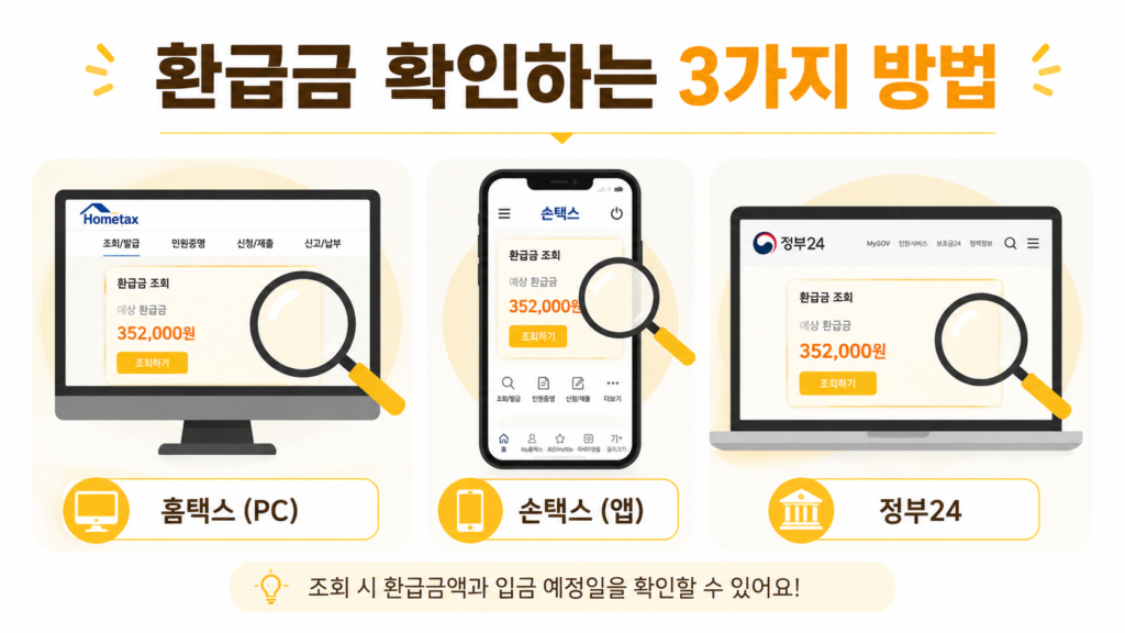 종합소득세 환급금 조회 방법 - 홈택스·손택스·정부24 안내